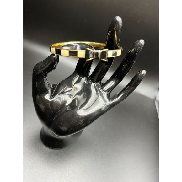 Kate Spade Black and White Striped Bow Bangle - Picture 1 of 6